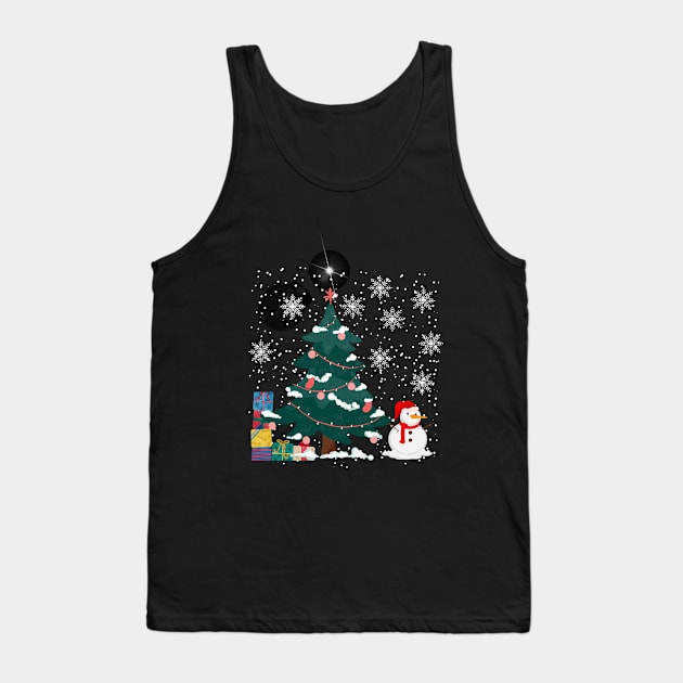 Snowman with Christmas tree and gifts Tank Top by Mr.Dom store